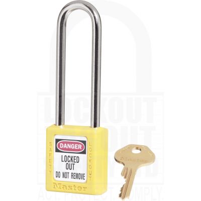 Master Lock 410LT Safety Padlock Yellow Long Shackle Master Lock 410LT Safety Padlock Yellow Long Shackle